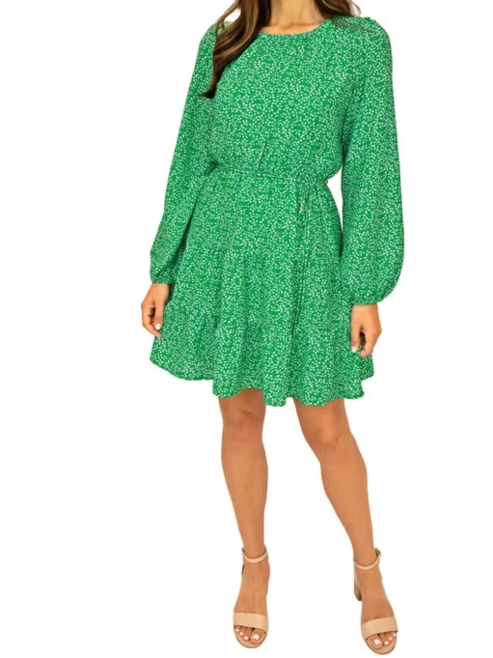 Draper James Women's Long Sleeve Tiered Green Dress, Large - NWT